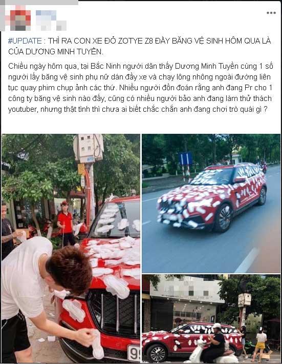 Thánh chửi Dương Minh Tuyền bị chửi sấp mặt vì dán băng vệ sinh kín ô tô rồi cho xe chạy khắp phố-1