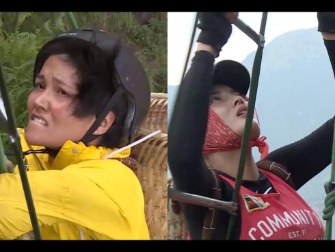 Nhìn H'Hen Niê cực nhọc leo thang dây, Minh Triệu hối hận khi để Kỳ Duyên thực hiện thử thách quá khó