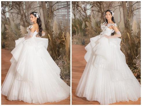 Hoàng Thùy mặc váy cưới làm cô dâu gợi cảm