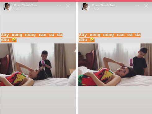 Nhờ 'cậu cả' 4 tuổi sấy tóc, hot mom Tâm Tít khóc dở mếu dở khi nhận thành quả