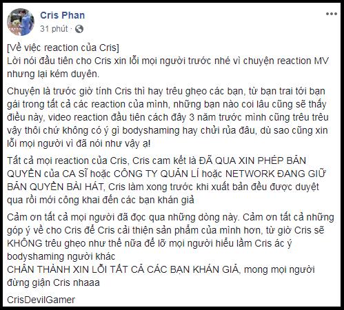 Bị ném đá không ngẩng được mặt khi làm clip reaction kém sang về MV của Sơn Tùng, phản ứng của Cris Phan gây bất ngờ-3