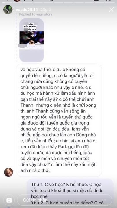 Bị anti-fan mắng vô học khi đăng tải lời lẽ xúc phạm Văn Thanh, cách đáp trả của bạn gái thạc sĩ tuyển thủ CLB Hà Nội lại gây tranh cãi-3