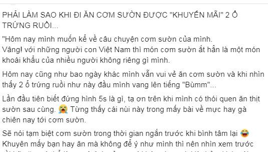 Hãi hùng, thanh niên tố đi ăn cơm sườn được khuyến mãi 2 ổ trứng ruồi-1