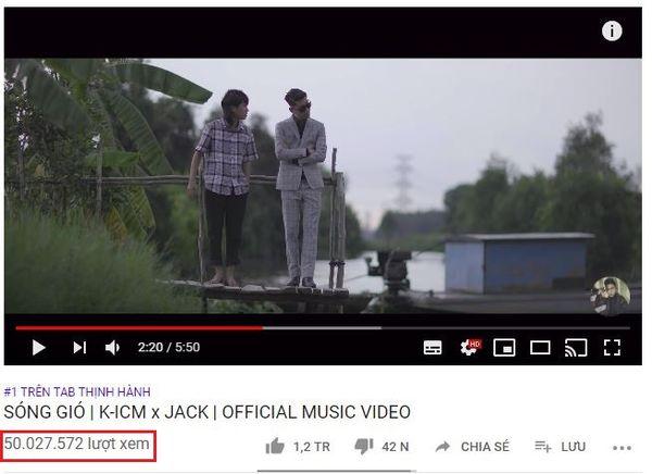MV Sóng Gió của Jack và K-ICM chính thức cán mốc 50 triệu view với thời gian siêu tốc là…-2