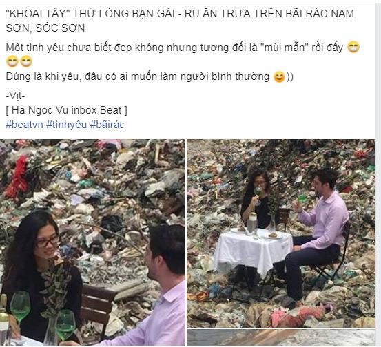 Bức ảnh chàng trai ngoại quốc đưa người yêu ra bãi rác tỏ tình gây tranh cãi mạnh trong mạng xã hội-1