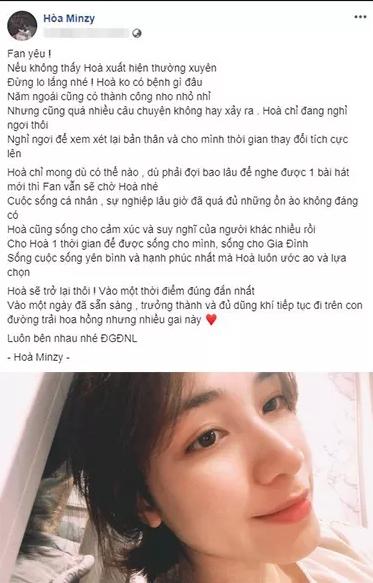 Hòa Minzy bất ngờ tuyên bố muốn nghỉ ngơi giữa lúc cuộc sống và sự nghiệp gặp nhiều ồn ào-1
