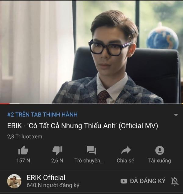 MV ballad của Erik đạt 3 triệu view, Top 2 Trending Youtube sau 1 ngày ra mắt-2