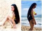 Diện bikini trên bãi biển, Minh Cúc 'Về Nhà Đi Con' lộ hàng loạt hình xăm lớn