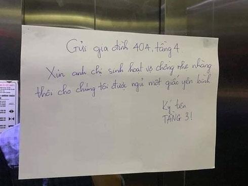 Dán giấy yêu cầu tầng trên 'sinh hoạt vợ chồng' nhẹ nhàng, hàng xóm nhận được câu trả lời bá đạo từ người chồng