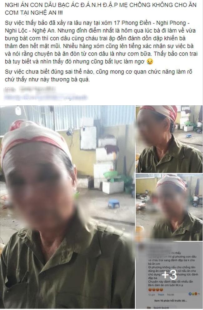 Con dâu ngược đãi mẹ chồng, đánh bầm tím mặt mày, không cho ăn cơm, phẫn nộ nhất là con trai làm ngơ đứng nhìn-1