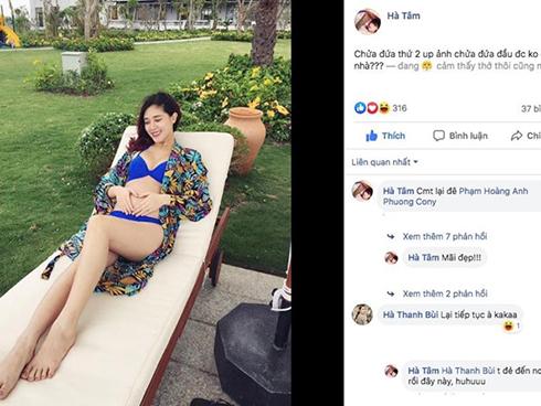 Hot girl Hà Min được khen xinh đẹp khi mang bầu lần 2