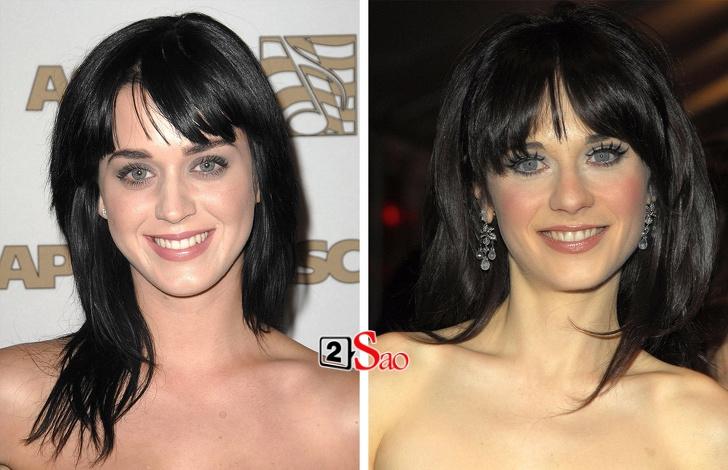 Zooey Deschanel - sao của TV series New Girl và 500 Days of Summer thì giống cả kiểu tóc đến nụ cười với ca sĩ tỉ view Katy Perry.