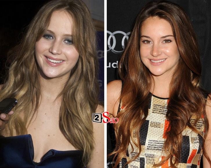 Jennifer Lawrence và Shailene Woodley không hề có họ hàng với nhau nhưng giống nhau đến lạ.