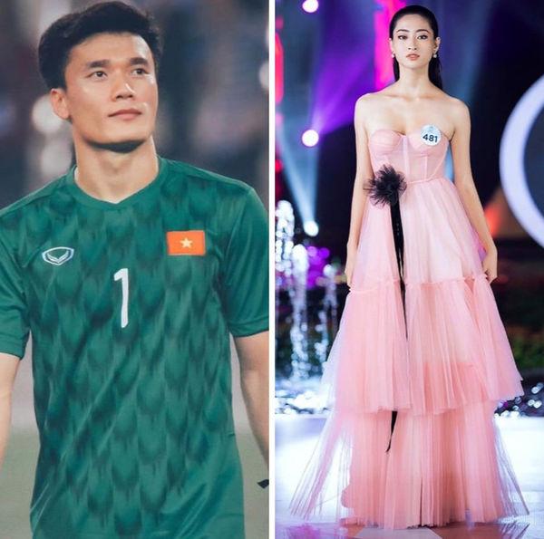 Hoa hậu Lương Thuỳ Linh theo dõi thủ môn Bùi Tiến Dũng-1