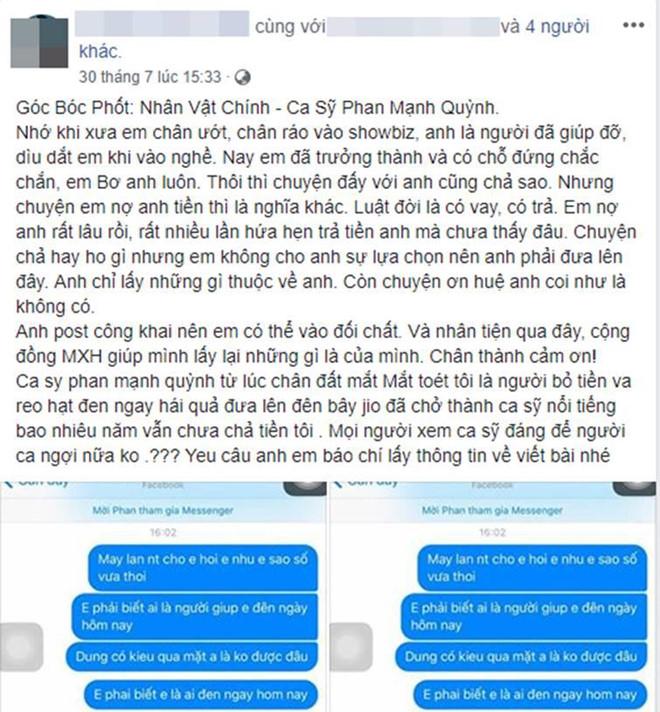 Phan Mạnh Quỳnh lên tiếng việc bị tố quỵt tiền, vô ơn-1