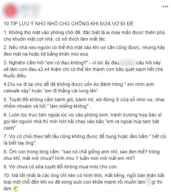 Dân mạng rỉ tai nhau 10 nguyên tắc khi chồng đưa vợ đi đẻ, ai đọc xong cũng phải bật cười-1