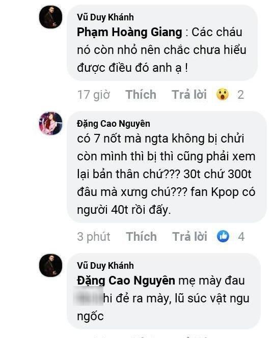 Công khai đối đầu fan Kpop: Vũ Duy Khánh gây phẫn nộ khi xưng hô chú cháu và dạy bảo fan Kpop đừng hâm mộ mù quáng-2