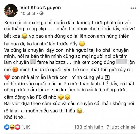 Sau chia sẻ muốn dùng vũ lực để dạy bảo chồng Thu Thủy, Khắc Việt bất ngờ xóa bài đăng vì nữ ca sĩ xin gỡ?-2