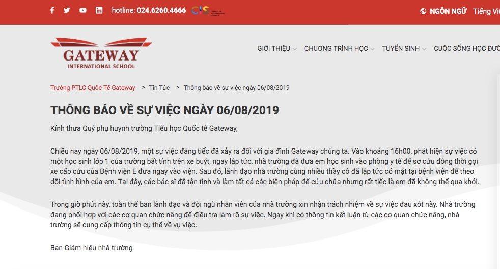 Facebook trường Gateway biến mất, trang web gọi cái chết của bé 6 tuổi là sự việc đáng tiếc khiến dư luận phẫn nộ-2