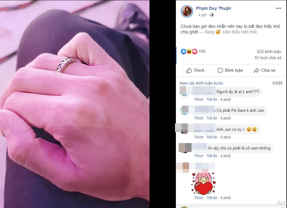 Jun Phạm đeo nhẫn ngón tay áp út, dân mạng lập tức gọi tên người sở hữu - hotgirl Sam-1