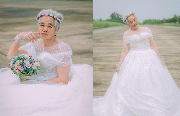 Bộ ảnh ‘Nội tôi 88 tuổi mặc váy cưới’ của chàng trai sinh năm 2000 khiến dân mạng vừa phì cười, vừa cay mắt-3
