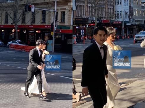 Đông Nhi ăn mặc giản dị không ngờ khi bị bắt gặp chụp ảnh cưới với Ông Cao Thắng tại Australia