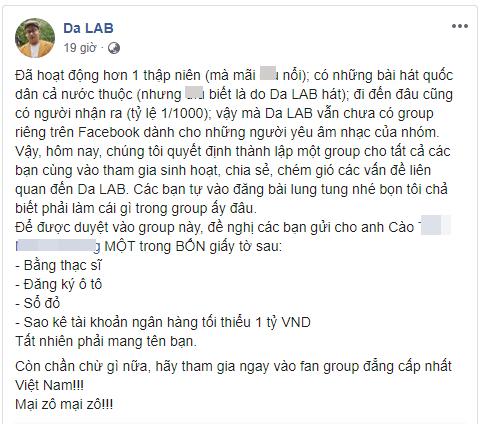 Da LAB cà khịa cực mạnh: Yêu cầu fan nộp bằng thạc sĩ, sổ tiết kiệm 1 tỷ mới được vào FC-3