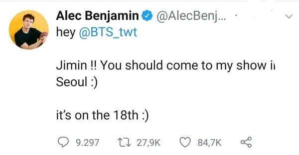 Jimin âm thầm đánh lẻ, trốn BTS đi xem concert của Alec Benjamin để đáp lại lời mời ngọt ngào trước đó-3