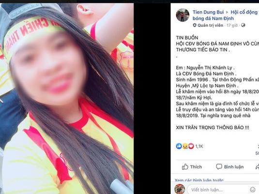 Nữ cổ động viên tử nạn trên đường đi cổ vũ CLB Nam Định