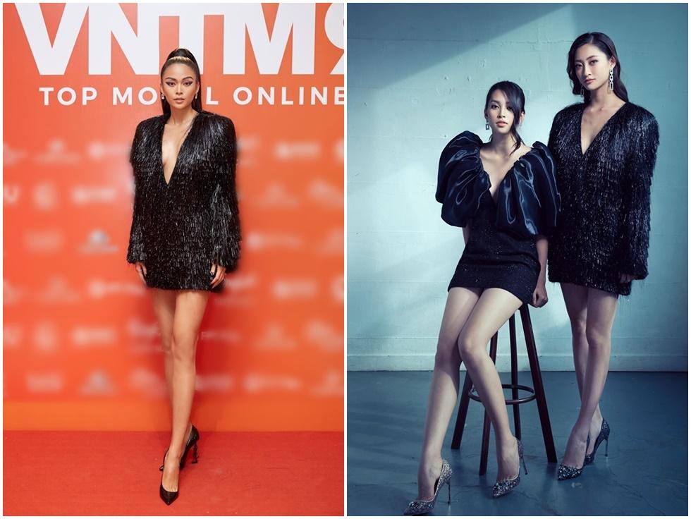 Trần Tiểu Vy, Lương Thùy Linh mặc đầm xẻ sâu đụng hàng Tóc Tiên và Mâu Thủy nhưng không mạnh dạn khoe vòng 1 như đàn chị-9