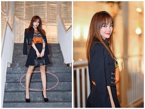 Sau màn nhào lộn thảm họa, Minh Hằng lại gây cười khi tí thì vấp ngã trong lúc thể hiện trình catwalk-3