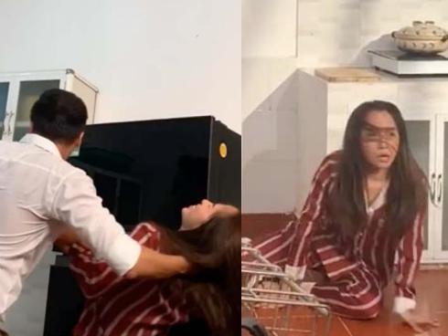 Lộ clip Quỳnh Nga bị đánh bầm dập, tả tơi trong phim mới
