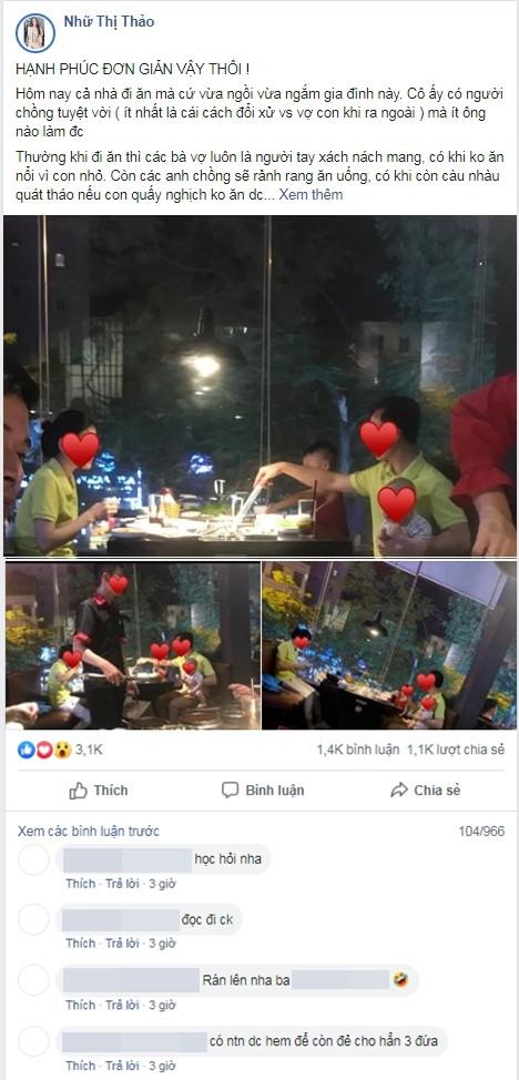 Sau vụ võ sư đánh vợ, hình ảnh anh chồng 1 tay chăm 2 con nhỏ để vợ thảnh thơi ngồi ăn tại nhà hàng được ca tụng hết lời-1