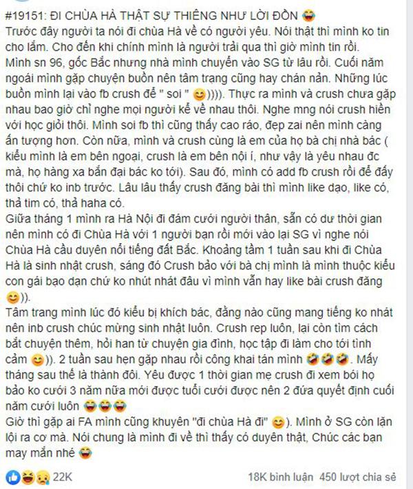 Lặn lội từ Sài Gòn ra Hà Nội đi chùa Hà cầu duyên, cô gái không ngờ sau 1 tuần đã có được crush-1