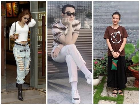 STREET STYLE ngày lễ 2/9: Ngọc Trinh phá cách với jeans rách tả tơi, Angela Phương Trinh lại kín đáo bất ngờ