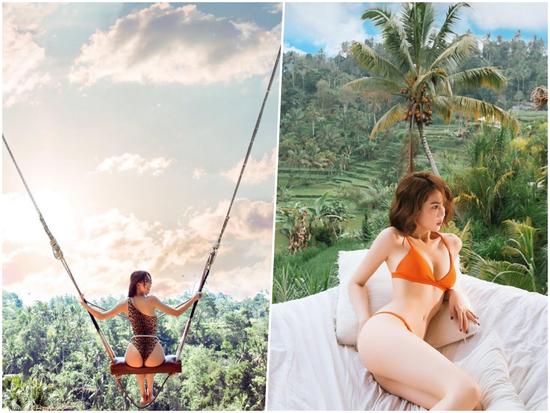 Chẳng ai như Ngọc Trinh: ra biển thì khỏa thân, mặc bikini lại check in giữa rừng cây