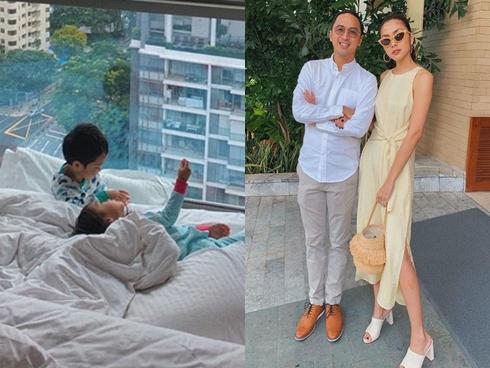 Lần hiếm hoi đăng ảnh cả hai con, Tăng Thanh Hà xúc động gọi bầy trẻ là 'nắng của mẹ'