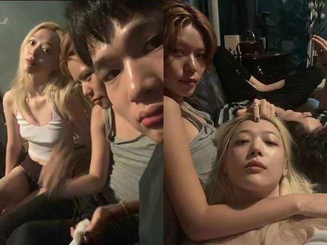 Sulli lại thả rông, lộ rõ ngực khi ngả ngớn trên giường với toàn đàn ông-1