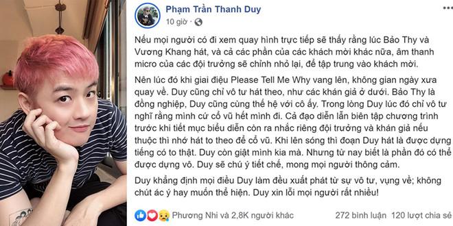 Bảo Thy lên tiếng chuyện Thanh Duy ăn ngập đá tảng vì làm lố, hát chen ngang át cả giọng đồng nghiệp-3