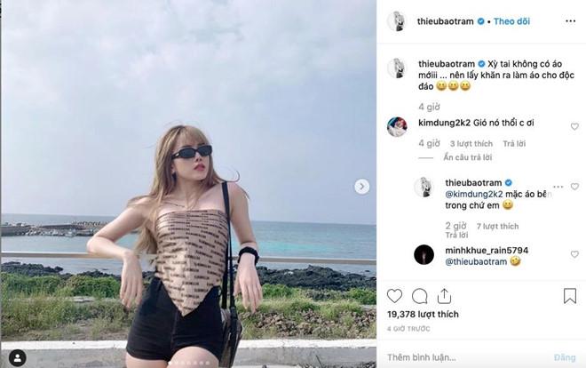 Thiều Bảo Trâm lấy khăn làm áo giống Lisa còn khéo đá xéo loạt mỹ nhân thích photoshop đến méo tường-1