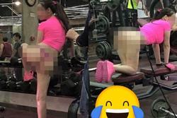 Vừa bước vào phòng gym, cô gái trẻ khiến mọi người ngao ngán với kiểu thời trang hở sạch