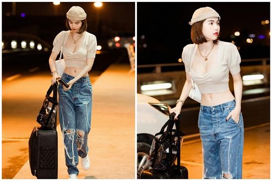 Vừa kết thúc ồn ào với Vũ Thu Phương, Ngọc Trinh đã gây 'bấn loạn' với vòng eo 56 tại sân bay