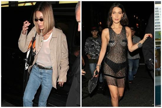 Bella Hadid mặc áo lưới lộ toàn bộ ngực, ủng hộ trào lưu thả rông