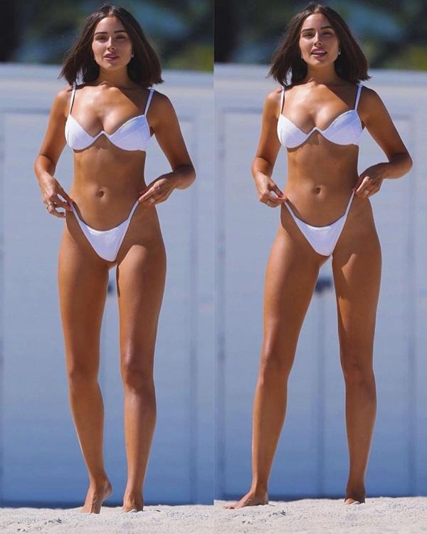 Hoa hậu Hoàn vũ 2012 - Olivia Culpo (Mỹ) tiếp tục phô diễn thân hình nóng bỏng với bikini. Cô được xem là Hoa hậu Hoàn vũ có gu thời trang phóng khoáng nhất lịch sử.