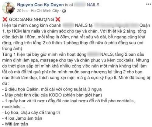 Vừa mở được 6 tháng, tiệm nail của Kỳ Duyên đã phải thông báo sang nhượng-1