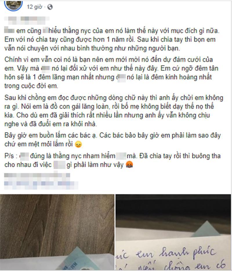 Người yêu cũ mừng cưới 20k kèm bức thư mật làm cô dâu bị đuổi ra khỏi nhà ngay đêm tân hôn-1