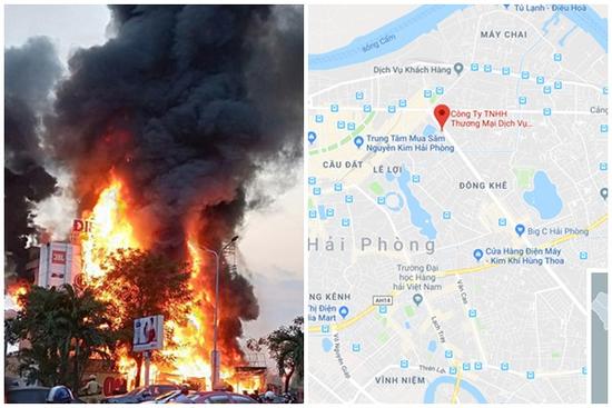 Lửa bao trùm trung tâm điện máy Hoàng Gia