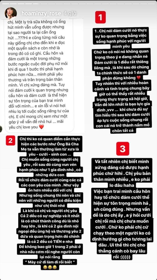 Hòa Minzy gây xôn xao khi tuyên bố: Muốn sống chung không đám cưới thì phải có tiền và nên có điều kiện như chị-4