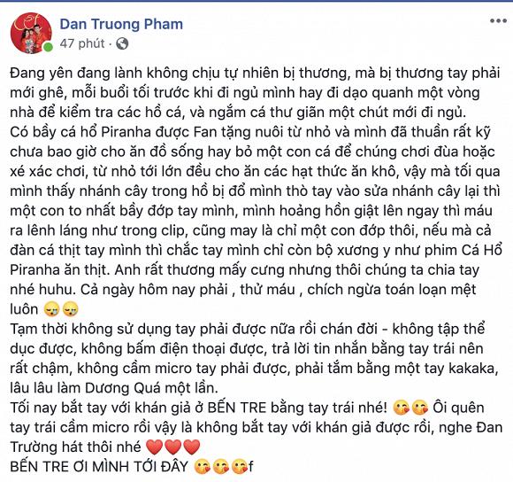 Lỡ tay nghịch cá, Đan Trường bị thương đến chảy máu tay không ngừng-1