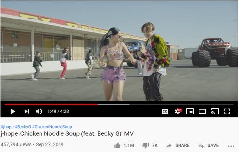 Video J-Hope BST kết hợp Becky G: 1 triệu lượt like trong hơn 1 tiếng đồng hồ-2